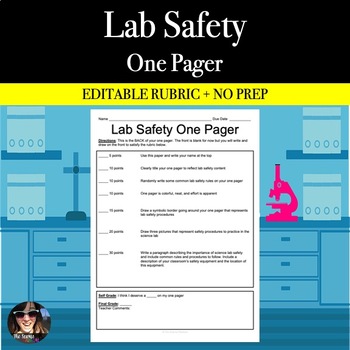 Preview of Science Lab Safety Activity - Lab Safety Rules One Pager