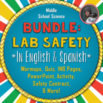 Preview of Science Lab Safety Unit Bundle in English and Spanish