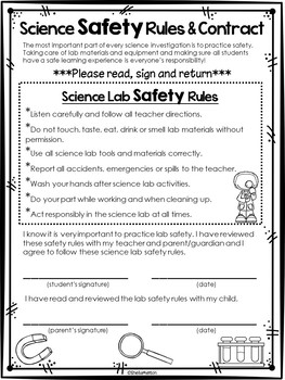 Science Lab Safety Contract FREEBIE! by Sheila Melton | TpT