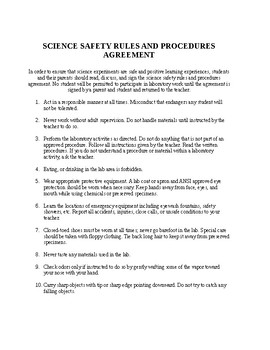 Preview of Science Lab Safety Contract, Lab Safety Worksheet and Answer Key