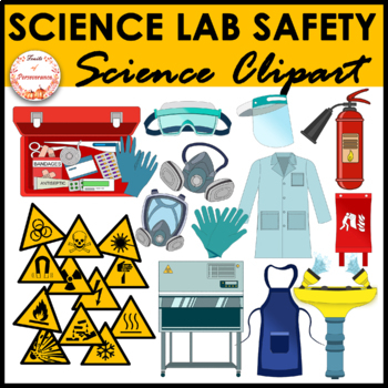 Preview of Science Lab Safety Equipment Clipart | Chemistry Lab Safety Signs 