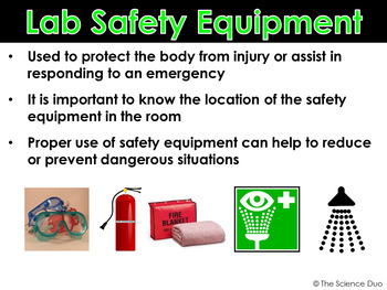  Science Lab Safety Equipment  PowerPoint and Notes by The 