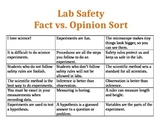 Science Lab Safety Fact and Opinion Sort
