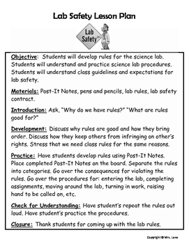 Science Lab Safety Lesson by Mrs. Lane | Teachers Pay Teachers