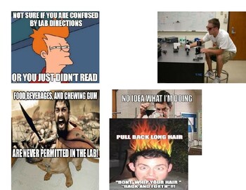 Preview of Science all grades  Lab Safety Memes over 40 Memes