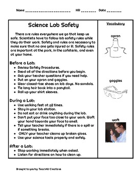 Preview of Science Lab Safety Packet