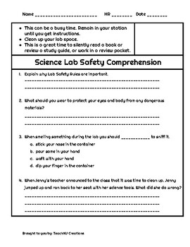 Science Lab Safety Packet by TeachNU Creations | TPT