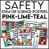 Science Safety Posters in Pink, Lime, and Teal