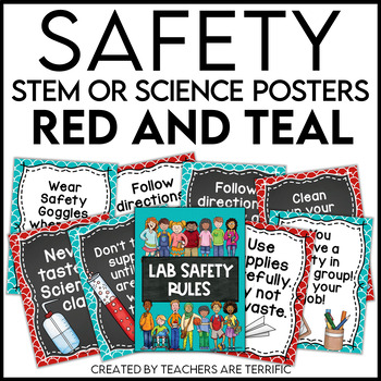 Science Safety Posters in Red and Teal by Teachers Are Terrific | TpT