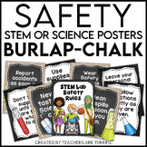 Science Safety Posters in Burlap and Chalkboard