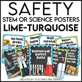Science Safety Posters in Lime and Bright Turquoise