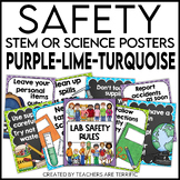 Science Safety Posters in Purple, Lime, and Bright Turquoise