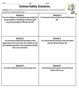 Science Lab Safety Scenarios by Kerry's Chemistry Corner | TpT