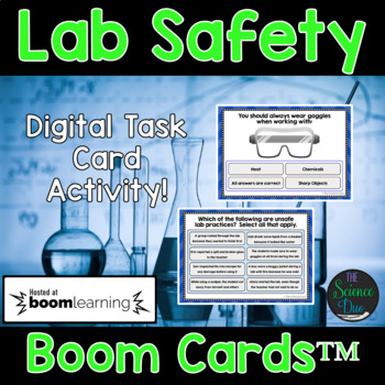 Preview of Science Lab Safety Task Cards - Distance Learning Compatible Digital Boom Cards™