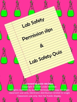 Preview of Science Lab Safety agreement and Quiz