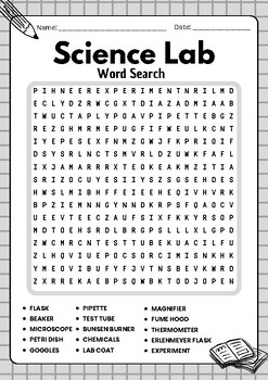 Science Lab Word Search Puzzle Worksheet Activity | TPT