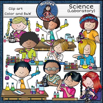 Preview of Science: Lab clip art set -Color and B&W-