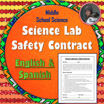 Preview of Science Laboratory Safety Contract in English and Spanish
