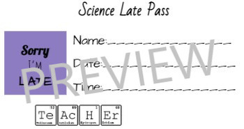 Preview of Science Late Pass [Personalize]