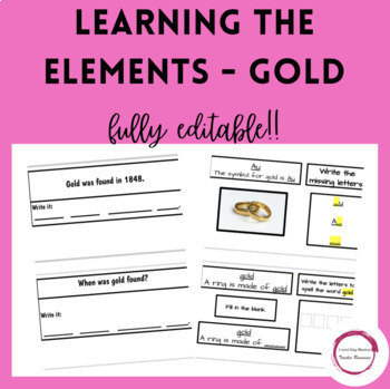 Preview of Science - Learning the Periodic Table of Elements - Gold (Fill in the Blank)