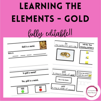 Preview of Science - Learning the Periodic Table of Elements - Gold (Fill in the Blank) 