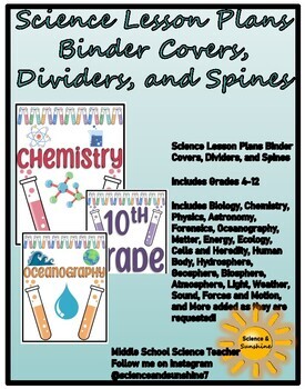 Preview of Science Lesson Plans Binder Covers, Dividers, and Spines Nautical Remix