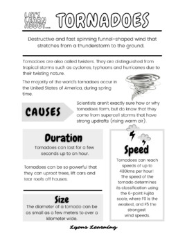 Science: Let's Learn About - Tornadoes (B&W) by Lyons Learning Activities