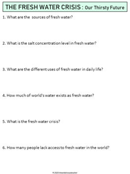 research questions on water crisis