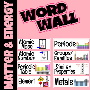 Preview of Science MATTER AND ENERGY Word Wall Vocabulary Cards