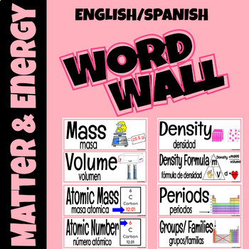 Preview of Science MATTER AND ENERGY Word Wall Vocabulary Cards [English/Spanish]
