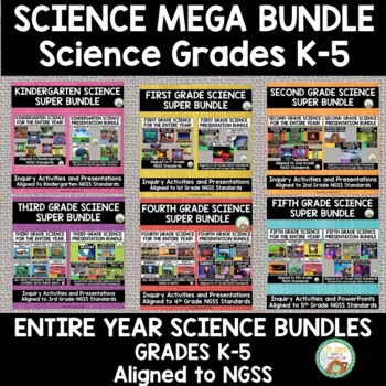 Preview of Science MEGA Bundle Grades K-5 Entire Year Science (NGSS Aligned)