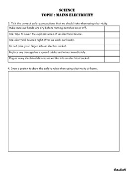 Science - Mains Electricity worksheet by CandiceEdu | TpT