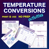 Science Math STEM Temperature Conversion Activities NO PRE