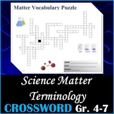 Science Matter Vocabulary Crossword Puzzle Activity