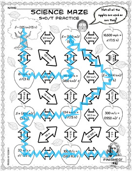 worksheets grade general science 3 Calculating Time & Speed, Science Distance Practice Maze