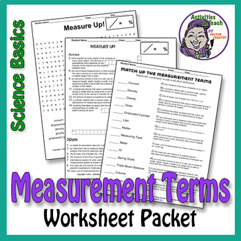 Science Measurement: Vocabulary Term Practice Packet by Activities to Teach