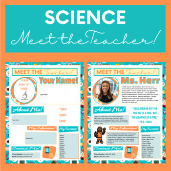 Preview of Science "Meet the Teacher" Editable on Google Slides 