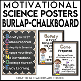 Science Motivational Posters in Burlap and Chalkboard