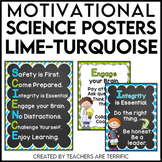 Science Motivational Posters in Lime and Turquoise