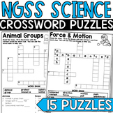 Science NGSS Crossword Puzzles Third Grade