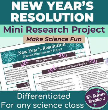 Preview of Biology & Chemistry New Year's Resolution Mini Research Project / Sub Plan