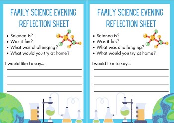 Preview of Science Night Reflection Sheet