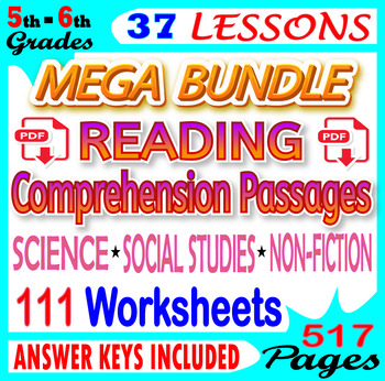 Preview of Science, Nonfiction, Social Studies Reading Comprehension Passages and Questions
