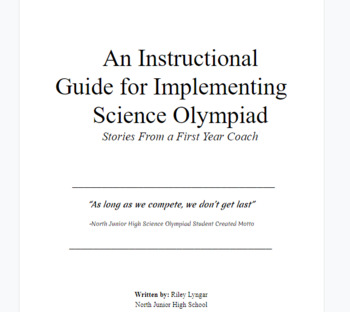 Preview of Science Olympiad Instructional Guide For New Coaches!