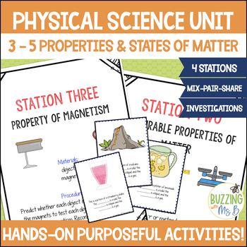 Preview of Physical Science Activities, Vocabulary Worksheets, & Hands-on Stations; 3rd-5th