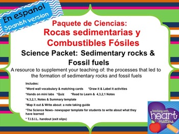 Science Packet: Sedimentary rocks and Fossil fuels IN SPANISH | TPT