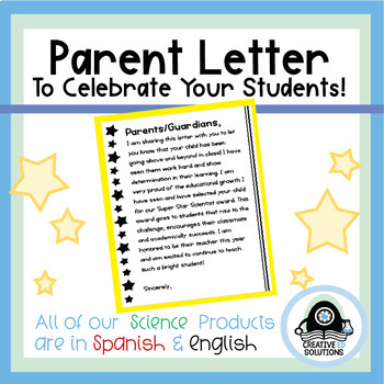 Preview of Science Parent Letter to Celebrate Your Students - English & Spanish