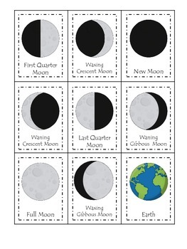 Preview of Science Phases of the Moon Three Part Matching preschool homeschool learning gam