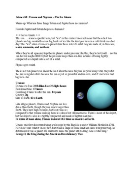 Preview of Science (Physics) The Ice Giants of Uranus and Neptune