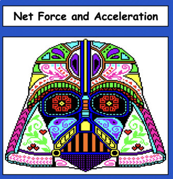 Preview of Science Pixel Art - Net Force and Acceleration - Sugar Skull Vader